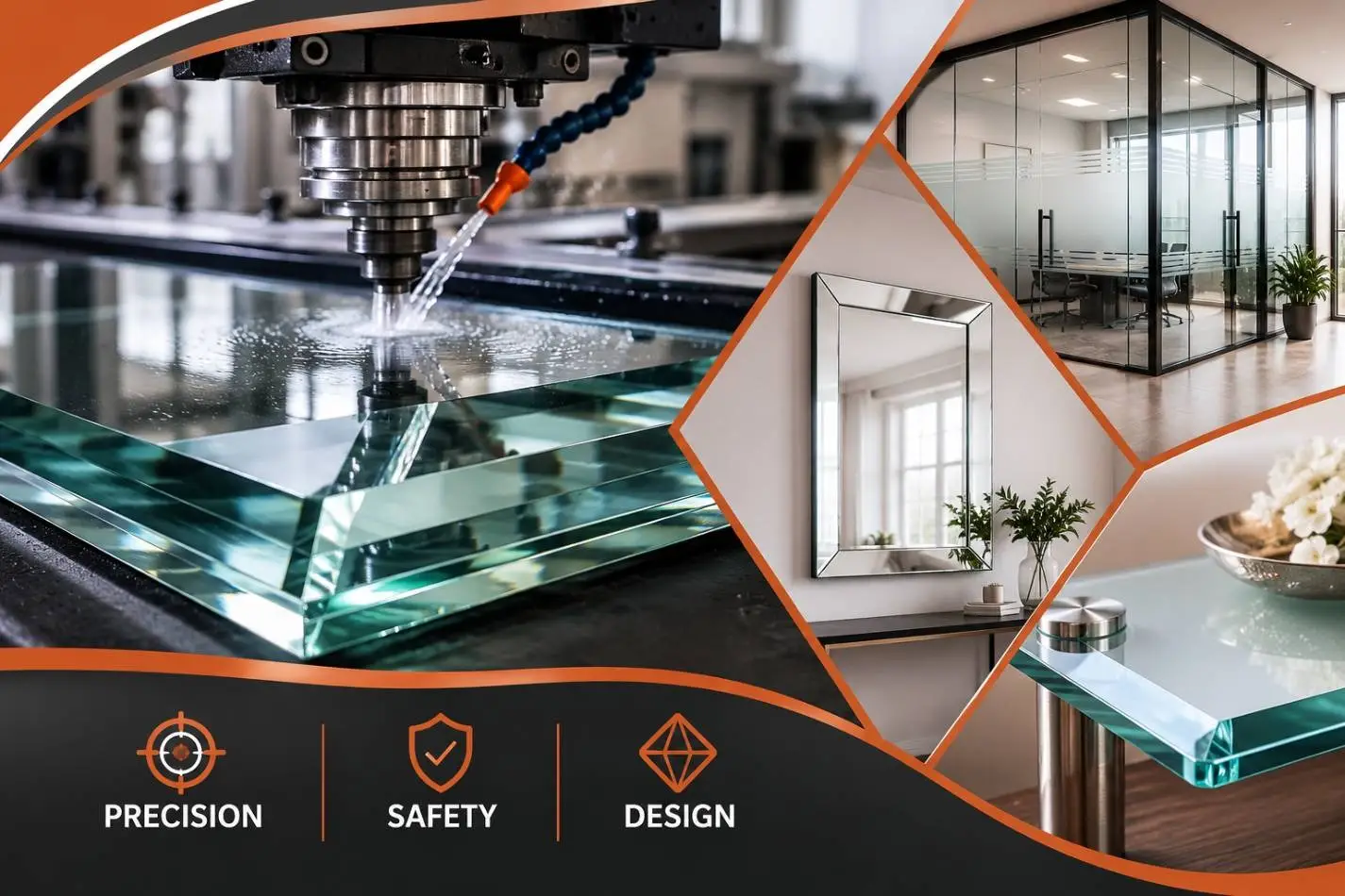 Computerised Glass Bevel Machine Cutting Precision Edge